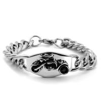 Stainless Steel Bracelet, plated, fashion jewelry & for man & blacken, silver color 