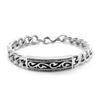 Stainless Steel Bracelet, plated, fashion jewelry & for man, silver color 