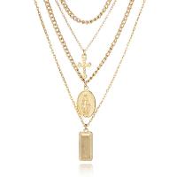 Zinc Alloy Necklace, with 7cm extender chain, gold color plated, twist oval chain & oval chain & for woman &  