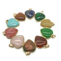 Gemstone Necklaces, Heart, gold color plated & oval chain & for woman, 25*6mm-25*7mm Approx 18.8 Inch 