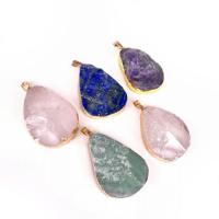 Gemstone Brass Pendants, with Brass, Teardrop, gold color plated 20*30*9mm-55*33*16mm Approx 4*6mm 