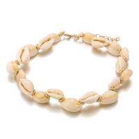 Zinc Alloy Choker Necklace, with Shell, gold color plated, fashion jewelry & for woman, 20mm Approx 11 Inch 