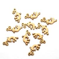 Stainless Steel Animal Pendants, Gecko, plated Approx 1.5mm 