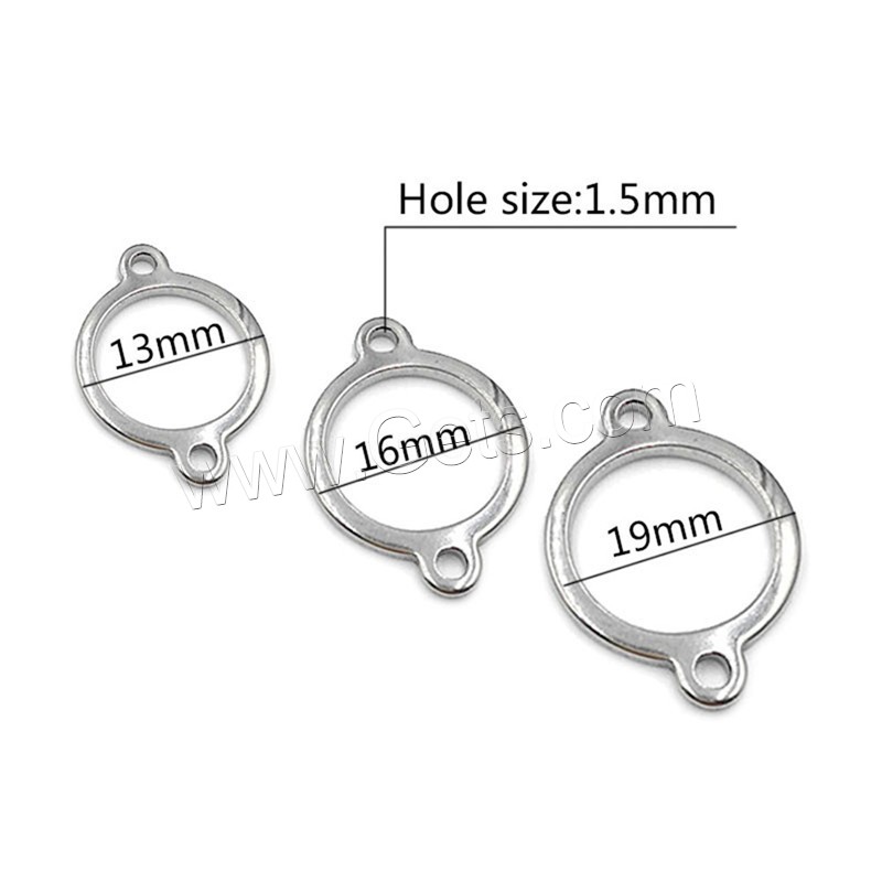 Stainless Steel Charm Connector, Donut, plated, different size for choice & 1/1 loop, more colors for choice, Hole:Approx 1.5mm, 50PCs/Bag, Sold By Bag