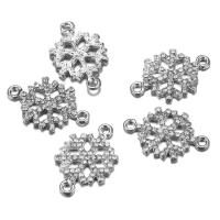 Conector de aleación de Zinc de diamantes de imitación, Copo de Nieve, chapado, con diamantes de imitación & 1/1 aro, más colores para la opción, 20x22mm, agujero:aproximado 1mm, 50PCs/Bolsa, Vendido por Bolsa
