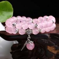 Chalcedony Bracelet, with Zinc Alloy, plated, for woman & multi-strand 6mm Approx 15 Inch 