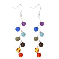 Natural Stone Drop Earring, with Iron, plated, fashion jewelry & for woman, 60mm 
