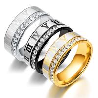 Нержавеющая сталь Rhinestone палец кольцо, Нержавеющая сталь 304, Другое покрытие, ювелирные изделия моды & Мужская & со стразами, Много цветов для выбора, 8mm, продается PC