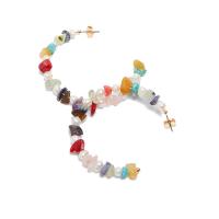 Kunststoff Perlen Ohrstecker, mit Edelstein, Modeschmuck & für Frau, farbenfroh, 65mm, verkauft von Paar