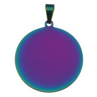 Stainless Steel Pendants, Flat Round, fashion jewelry, multi-colored Approx 