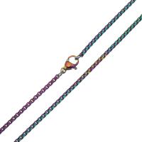 Stainless Steel Chain Necklace, Unisex & box chain, multi-colored, 2mm Approx 22 Inch 