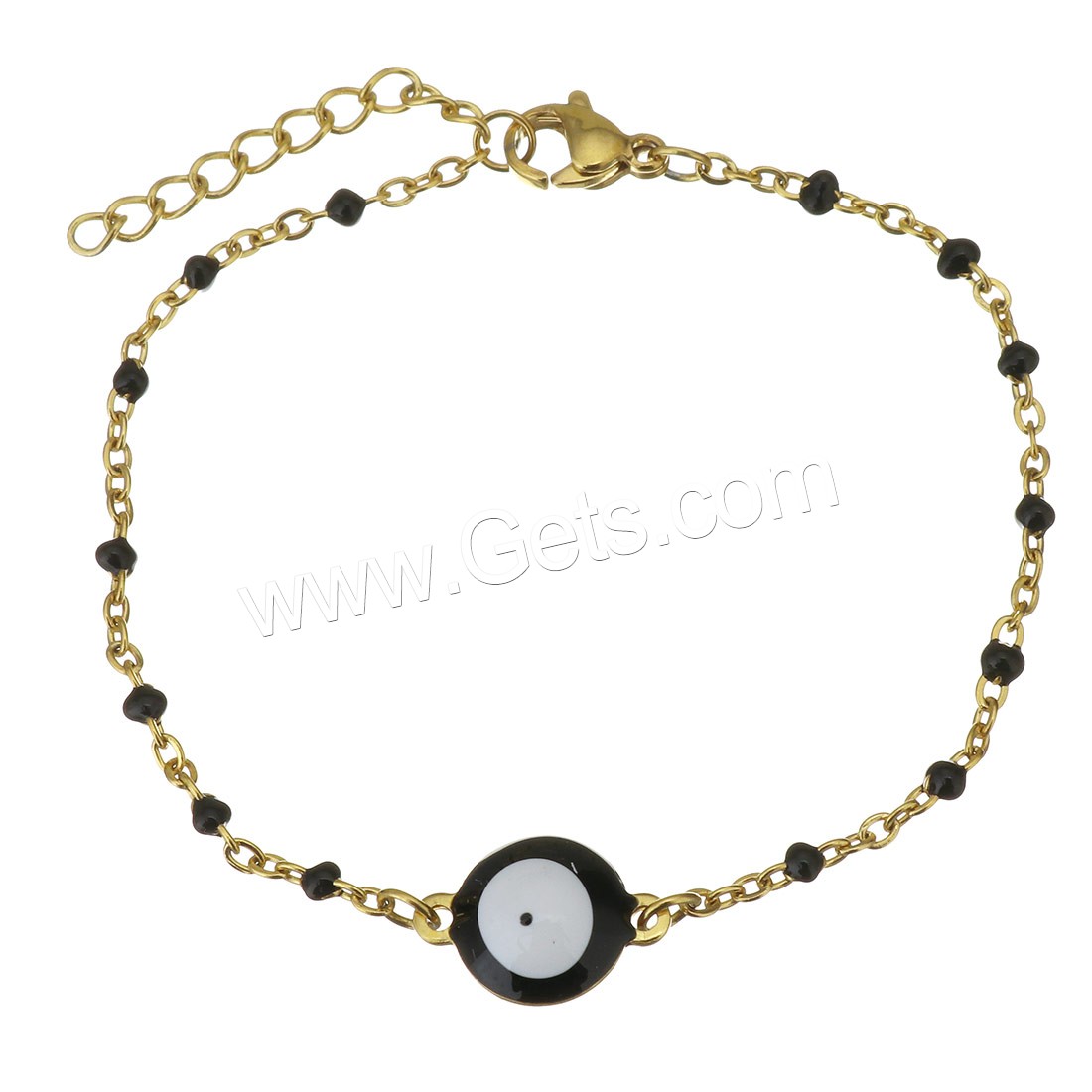 Stainless Steel Bracelet, with Resin, with 1Inch extender chain, gold color plated, evil eye pattern & different size for choice & oval chain & different styles for choice & for woman, Length:Approx 6.5 Inch, Sold By Strand