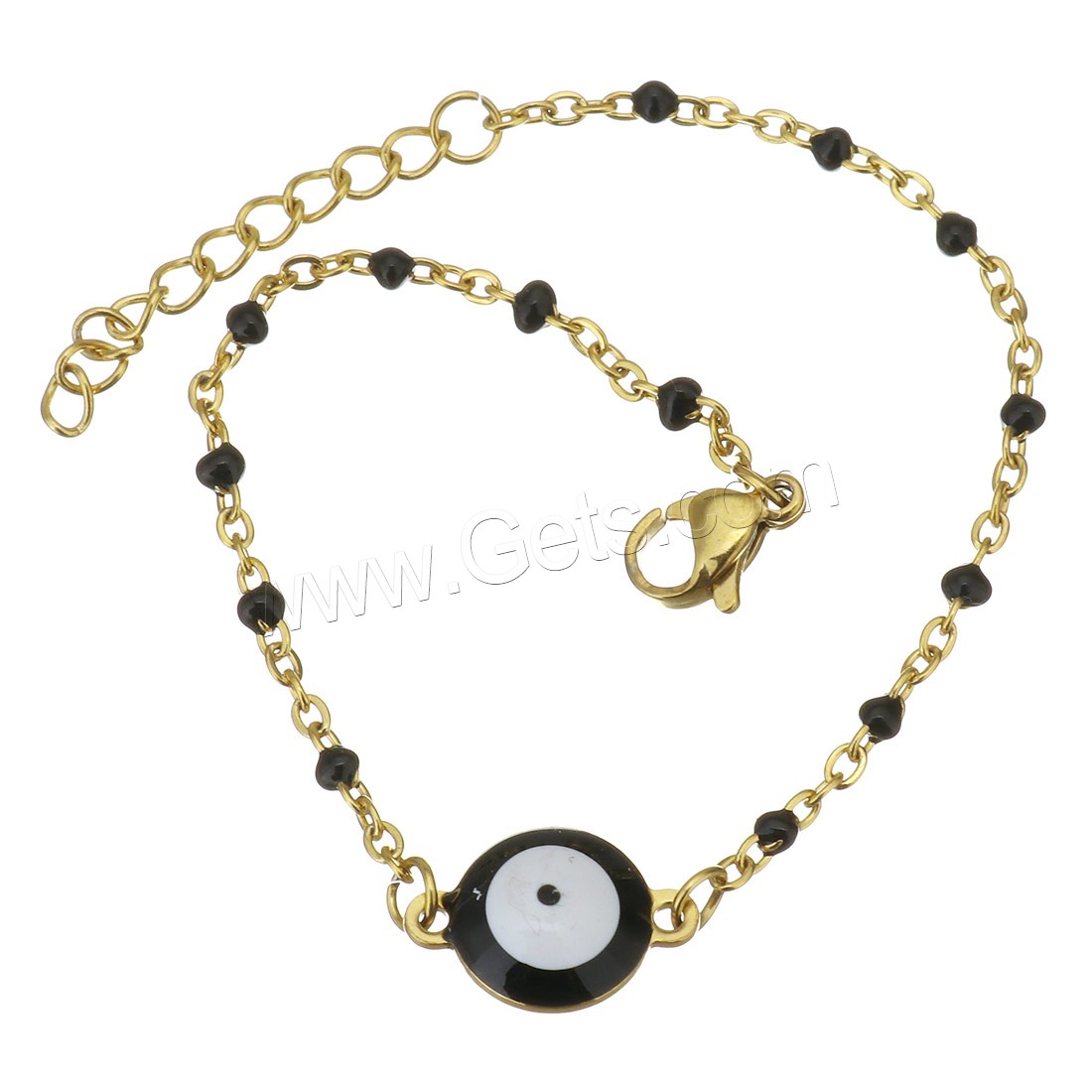 Stainless Steel Bracelet, with Resin, with 1Inch extender chain, gold color plated, evil eye pattern & different size for choice & oval chain & different styles for choice & for woman, Length:Approx 6.5 Inch, Sold By Strand