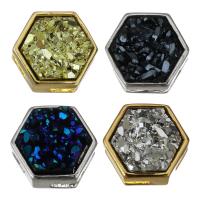 Composants de bijoux en laiton, avec résine, hexagone, Placage, plus de couleurs à choisir Environ Vendu par PC