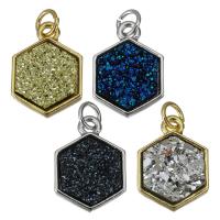 Resin Brass Pendants, with Resin, Hexagon, plated, fashion jewelry Approx 3mm 