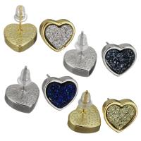 Brass Stud Earring, with plastic earnut & Resin, Heart, plated, fashion jewelry & for woman 