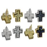 Brass Stud Earring, with plastic earnut & Resin, Cross, plated, fashion jewelry & for woman 