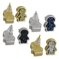 Brass Stud Earring, with plastic earnut & Resin, Boy, plated, fashion jewelry & for woman 