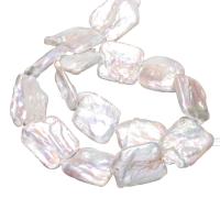 Perlas cultivadas de agua dulce Abalorio, Squaredelle, natural, Blanco, 20-25mm, agujero:aproximado 0.8mm, longitud:aproximado 15 Inch, Vendido por Sarta