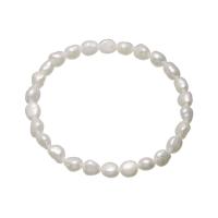 Cultured Freshwater Pearl Bracelets, Potato, natural, for woman, white, 5-6mm Approx 7.5 Inch 