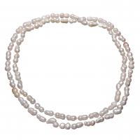 Freshwater Pearl Sweater Chain Necklace, Keshi, natural, for woman, white, 14-20mm Approx 45 Inch 