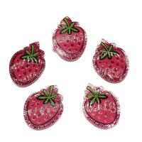 Fruta resina Cabochon, Fresa, Bricolaje, Rosado, 30x22x4mm, 200PCs/Bolsa, Vendido por Bolsa