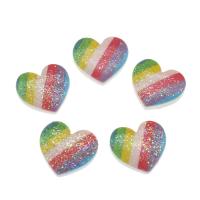 Fashion Resin Cabochons, Heart, multi-colored 