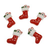 Harz Cabochon, Socken, Weihnachtsschmuck, 24x14x5mm, 200PCs/Tasche, verkauft von Tasche