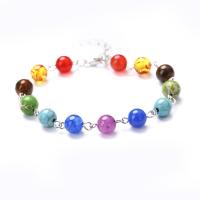 Glass Beads Bracelet, with Brass, plated, fashion jewelry & for woman, 8mm 