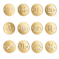 Stainless Steel Charm Connector, 12 Signs of the Zodiac, plated, fashion jewelry & 1/1 loop, golden 
