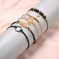 Zinc Alloy Bracelet Set, with Cotton Cord, plated, fashion jewelry & for woman 