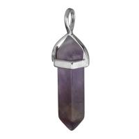 Amethyst Pendant February Birthstone , Brass, with Amethyst, silver color plated, fashion jewelry Approx 