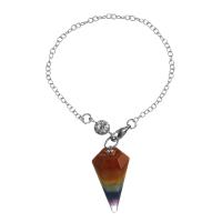 Brass Pendulum, with Gemstone, silver color plated, Unisex & oval chain 2.5mm Approx 7 Inch 