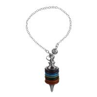 Brass Pendulum, with Gemstone, silver color plated, Unisex & oval chain 2.5mm Approx 7 Inch 