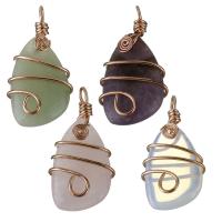 Gemstone Brass Pendants, with Gemstone, rose gold color plated, fashion jewelry Approx 
