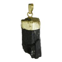 Brass Jewelry Pendants, with Schorl, gold color plated, fashion jewelry Approx 