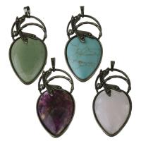 Gemstone Brass Pendants, with Gemstone, antique brass color plated, fashion jewelry Approx 