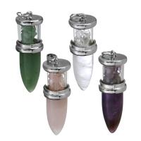 Gemstone Brass Pendants, with Gemstone, silver color plated, fashion jewelry Approx 6.5mm 