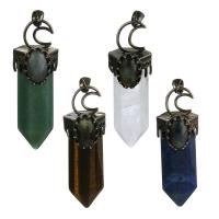 Gemstone Brass Pendants, with Gemstone, antique brass color plated, fashion jewelry Approx 5.5mm 