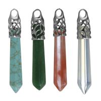 Gemstone Brass Pendants, with Gemstone, silver color plated, fashion jewelry Approx 4.5mm 