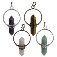 Gemstone Brass Pendants, with Gemstone, plated, fashion jewelry Approx 