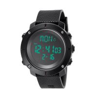 PU Leather Sport Watch, with ABS Plastic & Stainless Steel, Chinese movement, 30M waterproof & Unisex & luminated, black, 55*52mm Approx 10.4 Inch 
