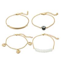Zinc Alloy Anklet, with Crystal, gold color plated, 4 pieces & oval chain & for woman & enamel 