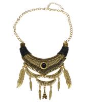 Resin Zinc Alloy Necklace, with PU Leather & Resin, with 7cm extender chain, antique gold color plated, twist oval chain & for woman, black Approx 11.82 Inch 