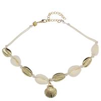 Shell Zinc Alloy Necklace, with Shell, with 4cm extender chain, gold color plated, for woman  Approx 13.78 Inch 