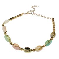 Shell Zinc Alloy Necklace, with Shell, with 6.5cm extender chain, gold color plated, twist oval chain & for woman, multi-colored Approx 12.60 Inch 