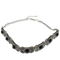 Resin Zinc Alloy Necklace, with Resin, with 4cm extender chain, antique silver color plated, twist oval chain & for woman, black Approx 6.30 Inch 