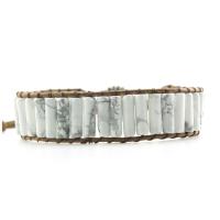Turquoise Bracelets, with leather cord, plated, fashion jewelry & Unisex & adjustable, white, 17cm 