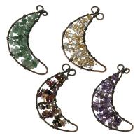 Gemstone Brass Pendants, with Gemstone, antique copper color plated, fashion jewelry Approx 4mm 