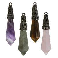 Gemstone Brass Pendants, with Gemstone, antique brass color plated, fashion jewelry Approx 2.5mm 
